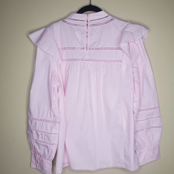 NEW J.Crew Crocheted Lace Ruffle Top Pink Large - Picture 10 of 11